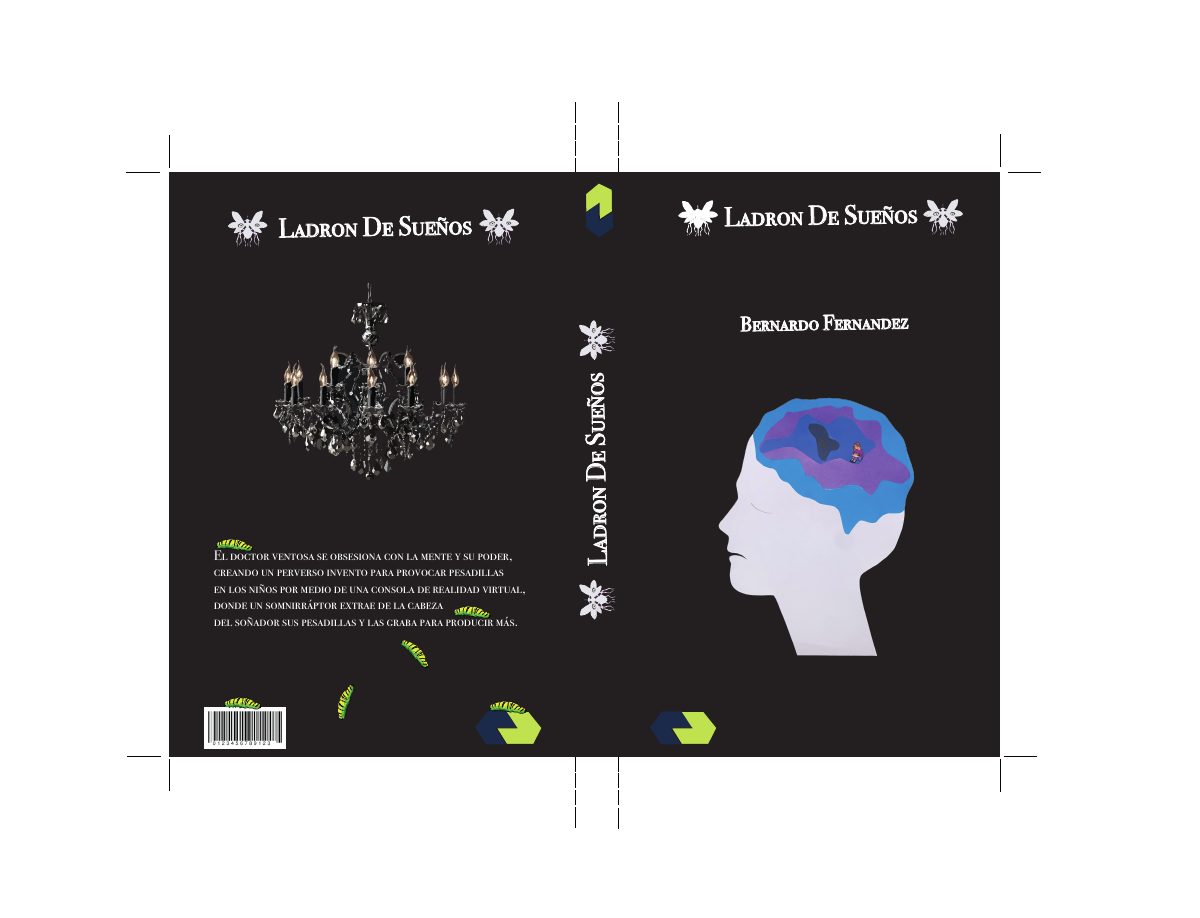 Diseño extendido de portada del libro Ladrón de Sueños